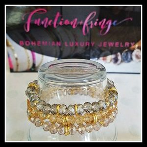 Crystal and Gold Beaded Bracelet Bohemian Luxury